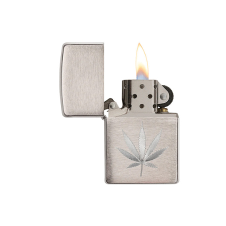 Zippo Lighter Cannabis Blad Chrom