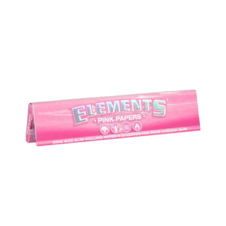 Elements Pink King Size Slim jointpapir med 32 blade og vegan gum fra Headshop Danmark