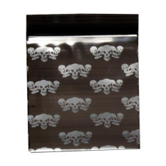små ziplock poser 35x35mm med skull design pølsemands poser