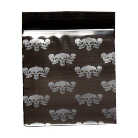 små ziplock poser 35x35mm med skull design pølsemands poser