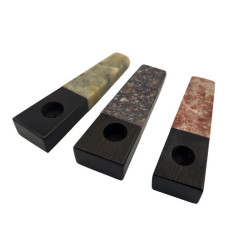 2-Farvet Sten Pibe med Træ 9cm