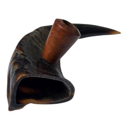 Bøffelhorn Tjubang Bruyererod Hoved 25 cm