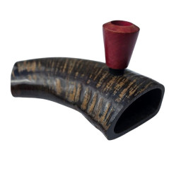 Bøffelhorn Tjubang Bruyererod Hoved 18,5 cm