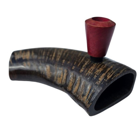 Bøffelhorn Tjubang Bruyererod Hoved 18,5 cm