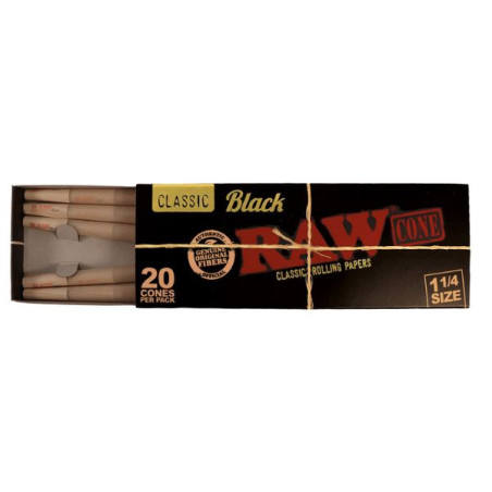 RAW Black Classic Cones 1¼ – 20 stk.