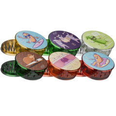 Clear Fly plastik grinder 63 mm i transparente farver med forskellige motiver