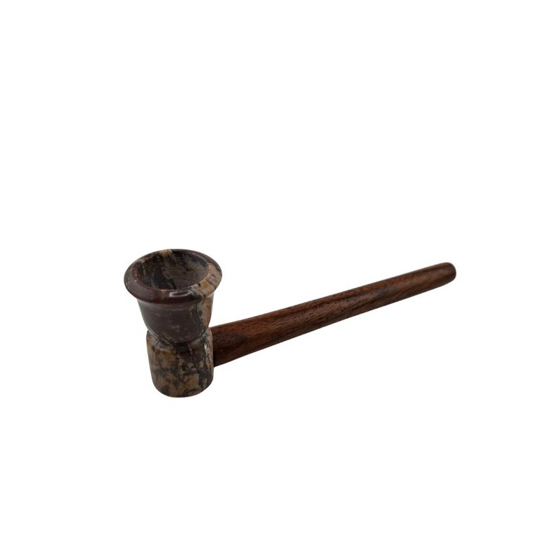 Træpibe med Stenhoved – 12 cm