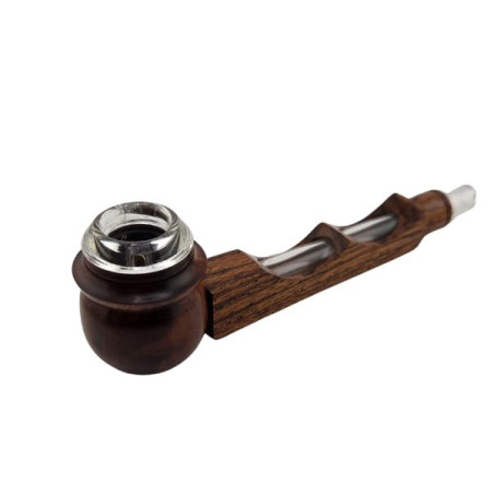 Træpibe med Glasindsats – 14 cm