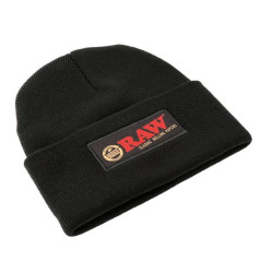 Sort RAW Beanie hue med skjult stash-lomme og lynlås