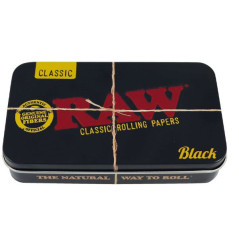 RAW Black Tin Box sort metal opbevaringsboks 11,5 x 6,5 cm