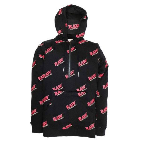 RAW RAWlers Zip Hoodie sort med rødt RAW all-over print