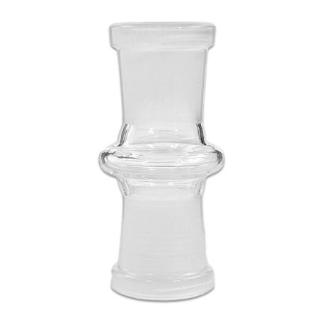 Klar glas bong adapter i borosilikatglas med 18,8 mm hun-kobling i begge ender
