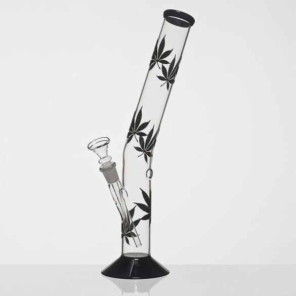 Glas Bong Black Cannabis 35cm
