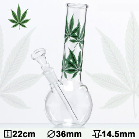 Glas Bong Cannabis Blad 22cm