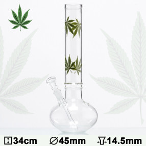 Glas Bong Cannabis Blad 34cm