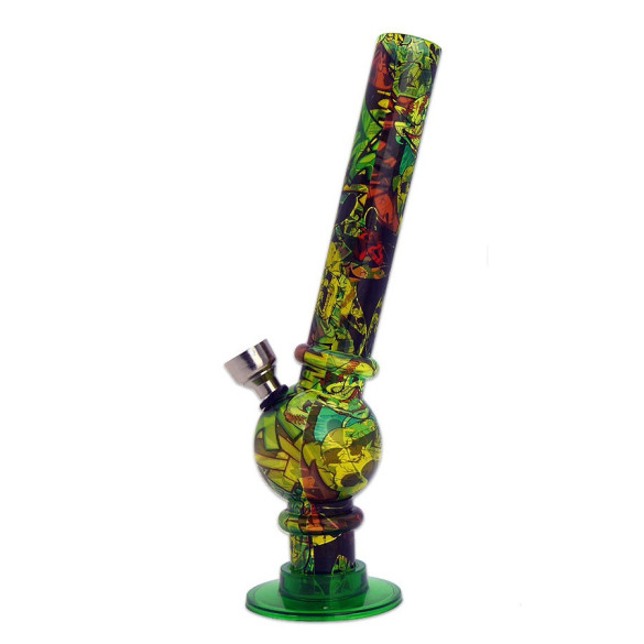 Akryl Bong Grøn Muster 19cm