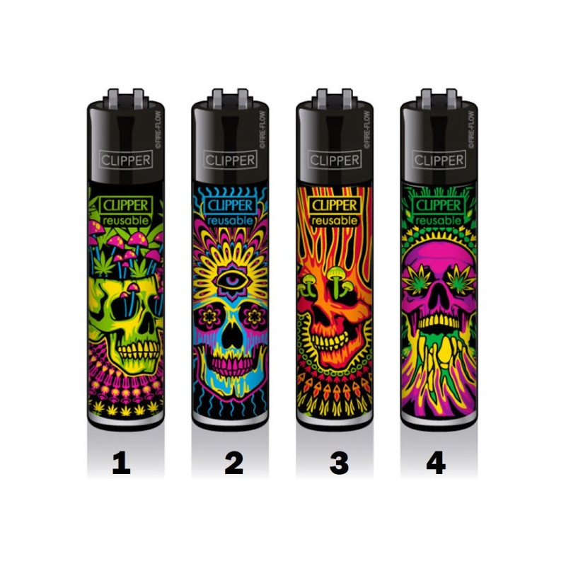 Clipper Lighter Trippy Skulls